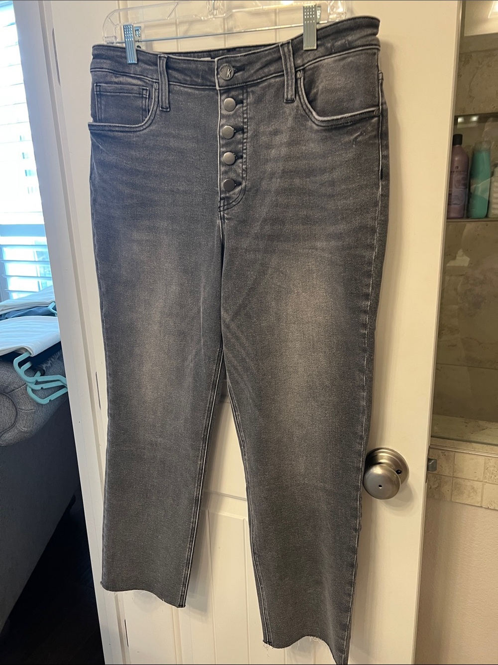 Kut from the Kloth Rachael Fab-Ab High-Rise Button-Fly Charcoal Jeans